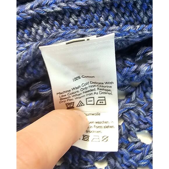 Eddie bauer circle knit cardigan blue warm winter EUC M tunic long length EUC - Picture 5 of 7